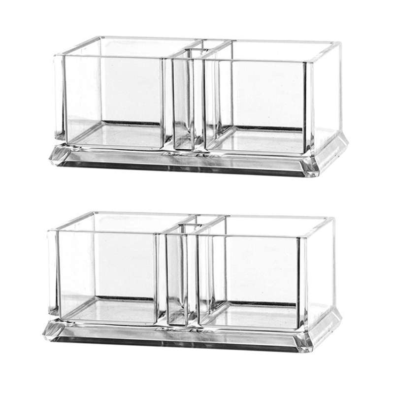 2x 2 Lattices Clear Tea Bags Coffee Acrylic Storage Case 15x8x6cm