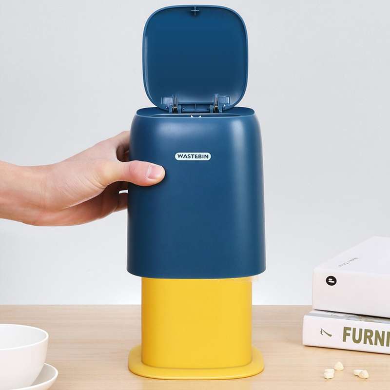 Mini Small Waste Bin Desktop Trash Can Plastic Dustbin -white