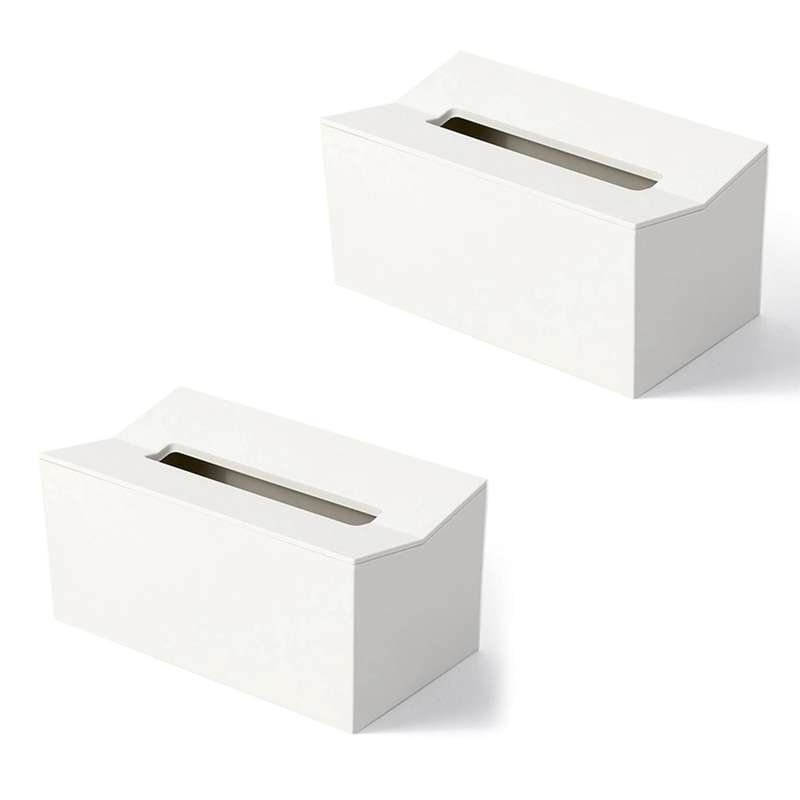 2x Kitchen Tissue Box Cover Napkin Holder for Paper Towels Box White