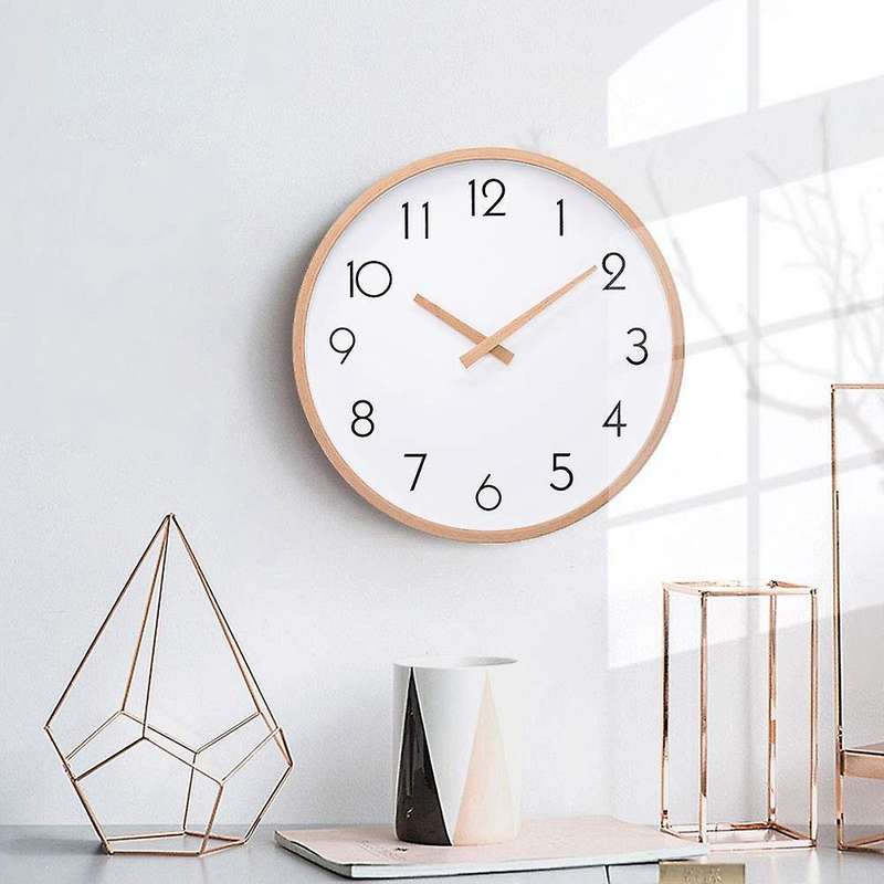 12 Inch Silent Wood Digital Wall Clock Non Ticking Vintage Decor