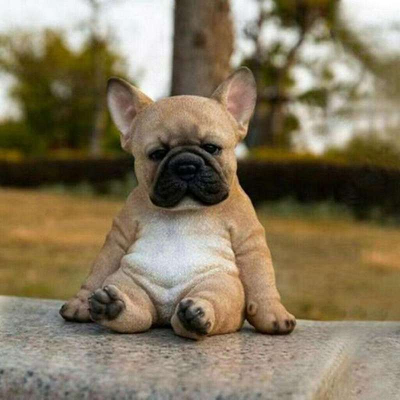 Sleepy French Bulldog Puppy Statue Garden Mini Cute Garden Decor,b