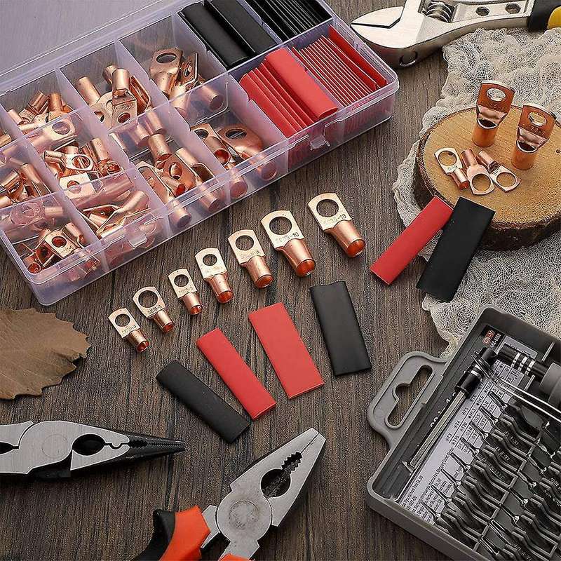160 Pieces Copper Wire Lugs with Heat Shrink Set Includes Battery