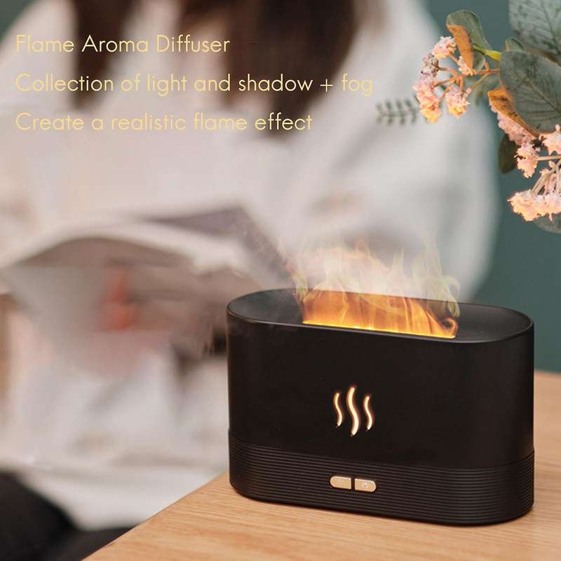 Simulation Flame Light Aromatherapy Diffuser Usb Ultrasonic White