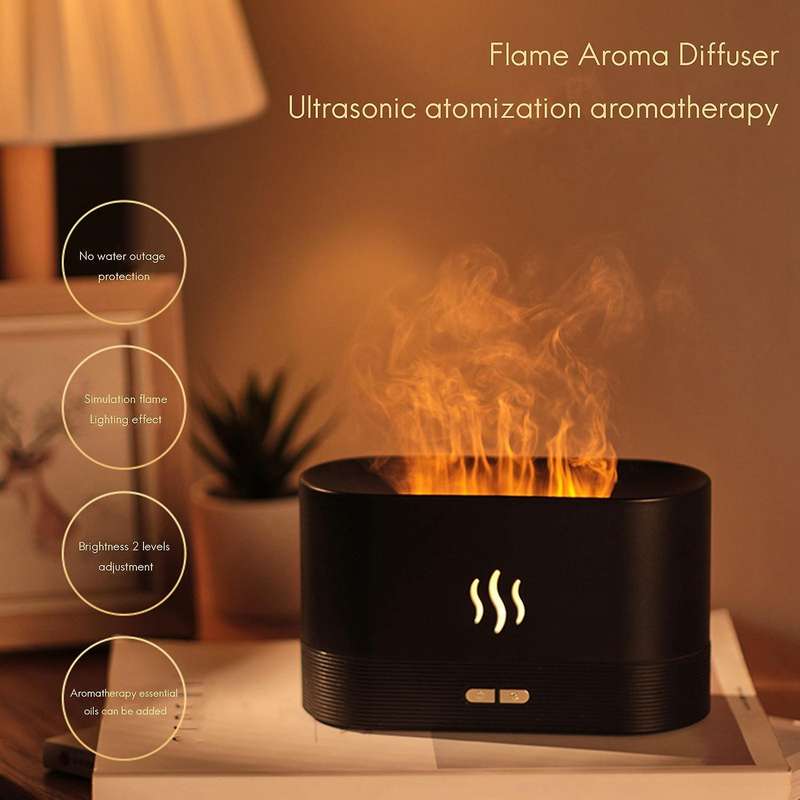 Simulation Flame Light Aromatherapy Diffuser Usb Ultrasonic White