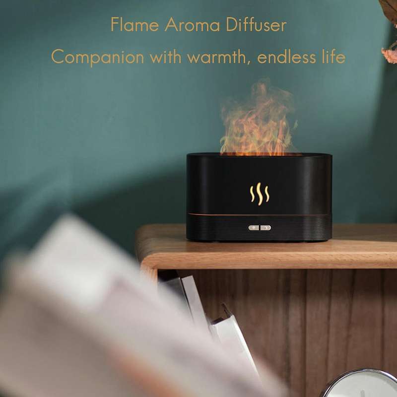 Simulation Flame Light Aromatherapy Diffuser Usb Ultrasonic White