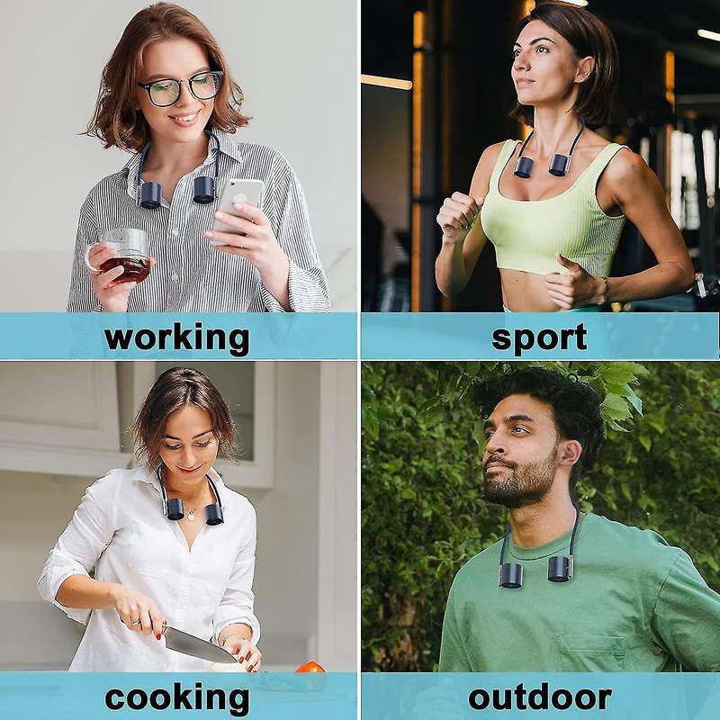 Portable Neck Fan, Hand-free Neck Fans for Women, 3 Speed Adjustable