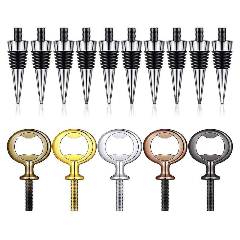 10pcs Wine Stopper and 5pcs Blank Stainless Steel Bottle Opener