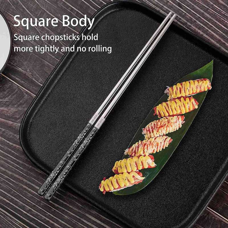 Stainless Steel Chopsticks Can Be Reused, Laser-engraved 2 Pairs