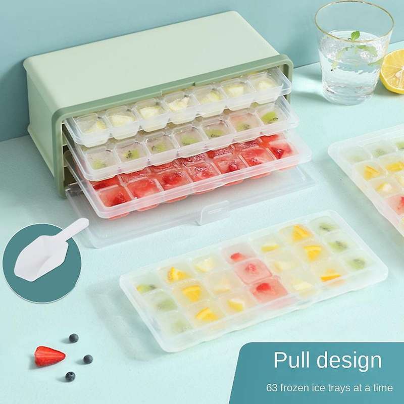 Ice-cube Tray with Lid and Bin, Ice Tray Comes with Ice Container
