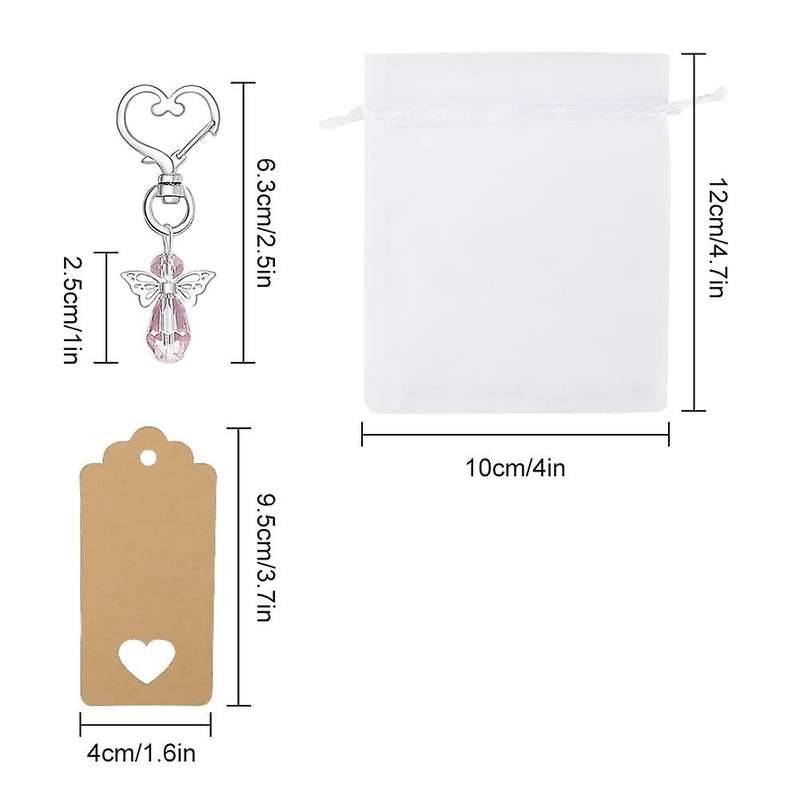 30 Pcs Angel Keychain Souvenir Wedding Gifts with Tag Drawstring Bag White