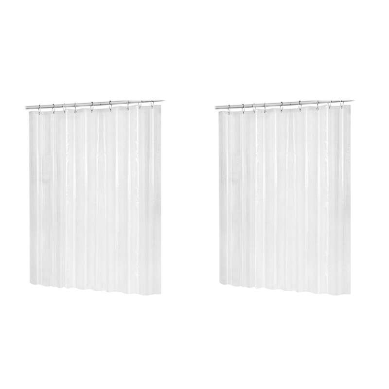 2x 180x180cm Peva Waterproof Shower Curtain Transparent White