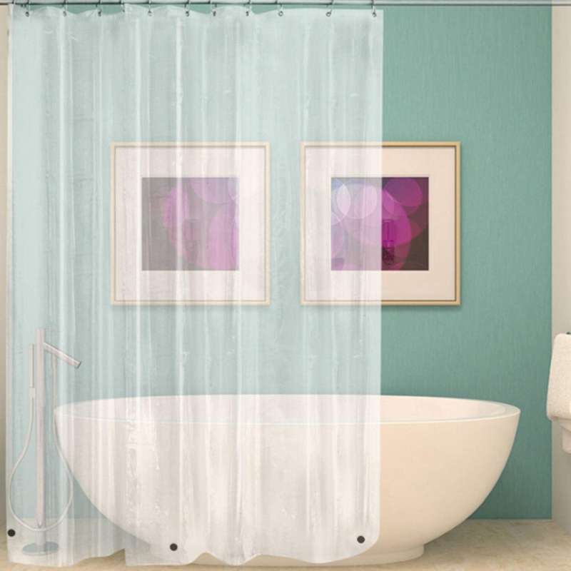 2x 180x180cm Peva Waterproof Shower Curtain Transparent White
