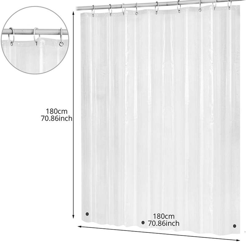 2x 180x180cm Peva Waterproof Shower Curtain Transparent White