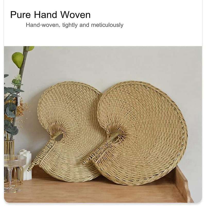 Natural Raffia Hand Fans, for Summer Cooling Supplies Farmhouse 6 Pcs