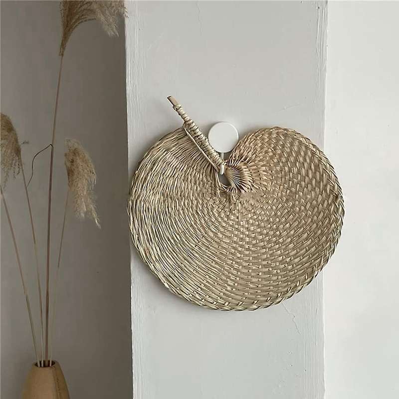 Natural Raffia Hand Fans, for Summer Cooling Supplies Farmhouse 6 Pcs