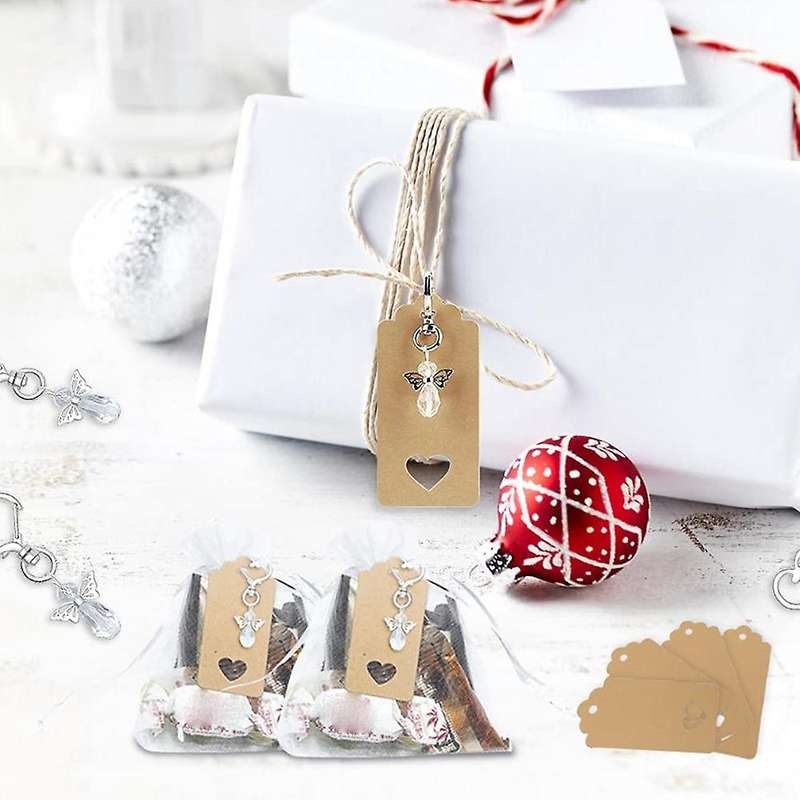 30pcs Angel Keychain Wedding Gifts Set with Tag Drawstring Bag