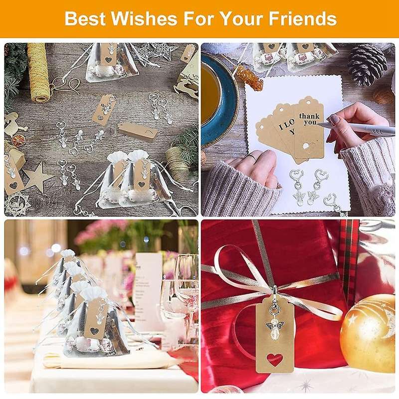 30pcs Angel Keychain Wedding Gifts Set with Tag Drawstring Bag