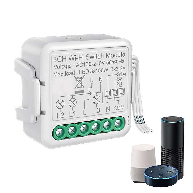 Tuya Wifi Switch Module with Dual Way Control, for Alexa,home(3 Gang)