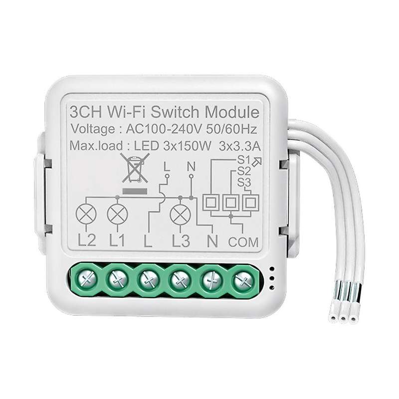 Tuya Wifi Switch Module with Dual Way Control, for Alexa,home(3 Gang)
