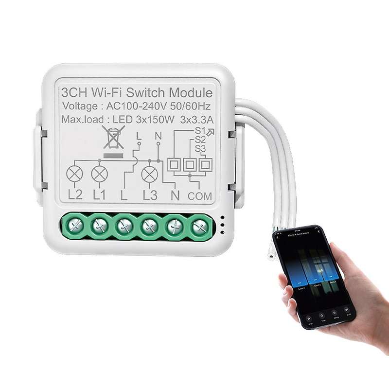 Tuya Wifi Switch Module with Dual Way Control, for Alexa,home(3 Gang)