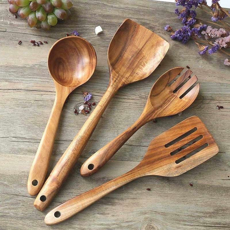 Wooden Soup Spoons for Eating with Utensils Set,long Handle Spoon