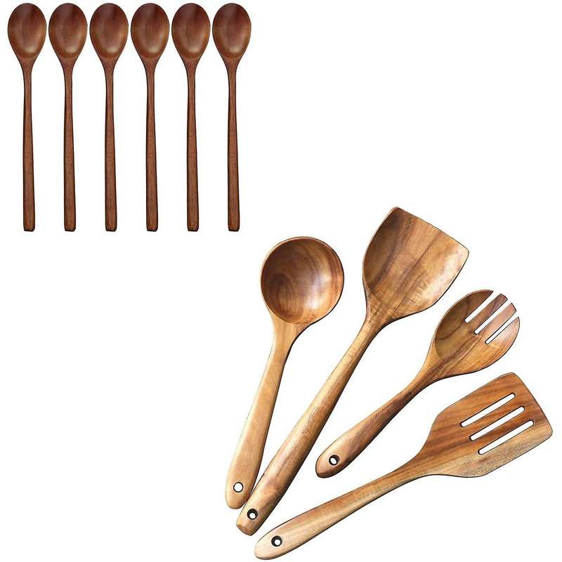 Wooden Soup Spoons for Eating with Utensils Set,long Handle Spoon