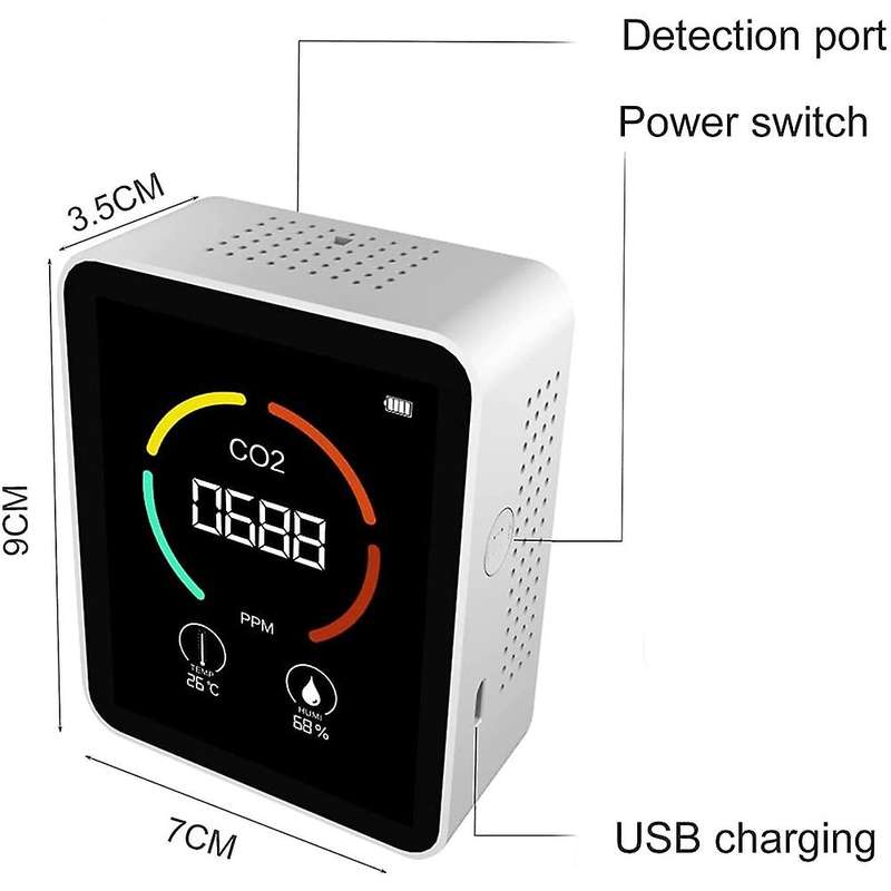 Air Quality Monitor Carbon Dioxide Meter Digital Co2 Detector White