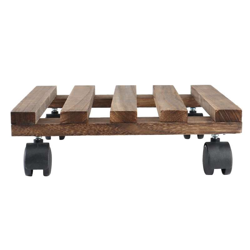 Plant Caddy Wooden Lockable Plant Stand Heavy Duty Plant 12 Inch