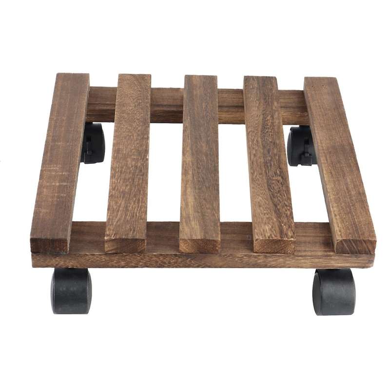Plant Caddy Wooden Lockable Plant Stand Heavy Duty Plant 12 Inch