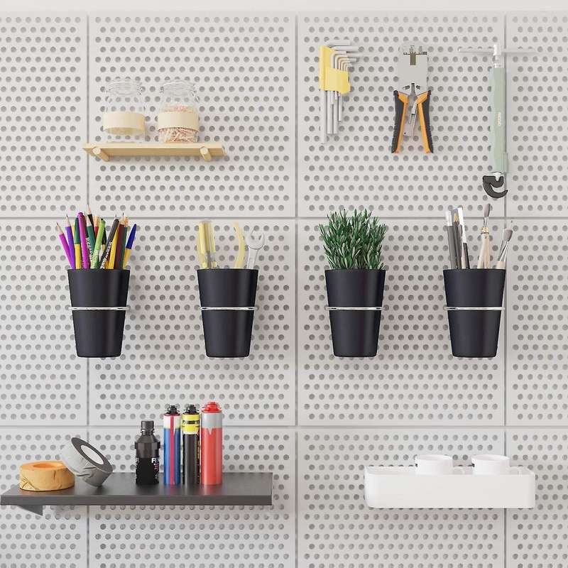 6 Sets Pegboard Hooks with Pegboard Cups Ring Style Pegboard Bins