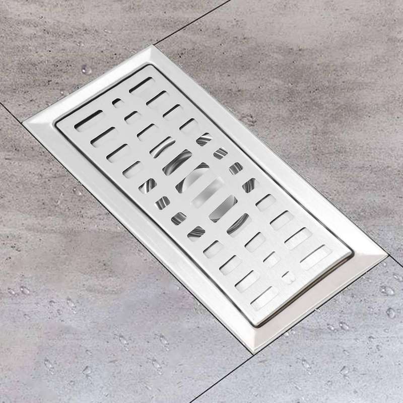 2x Stainless Steel Bathroom Square Floor Grate 20cm X10cm Floor Drain