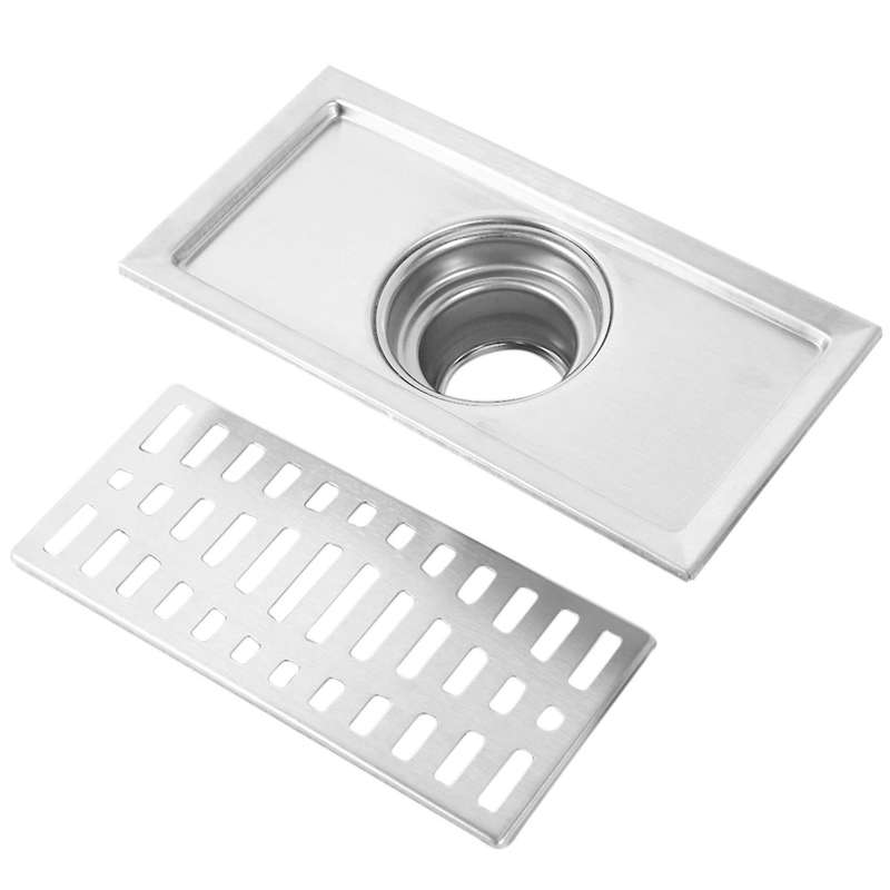 2x Stainless Steel Bathroom Square Floor Grate 20cm X10cm Floor Drain