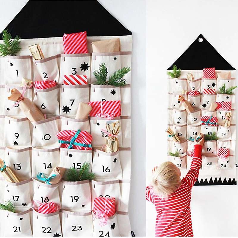 Christmas Calendar to Hanging Xmas Ornaments Advent Drawstring Bags