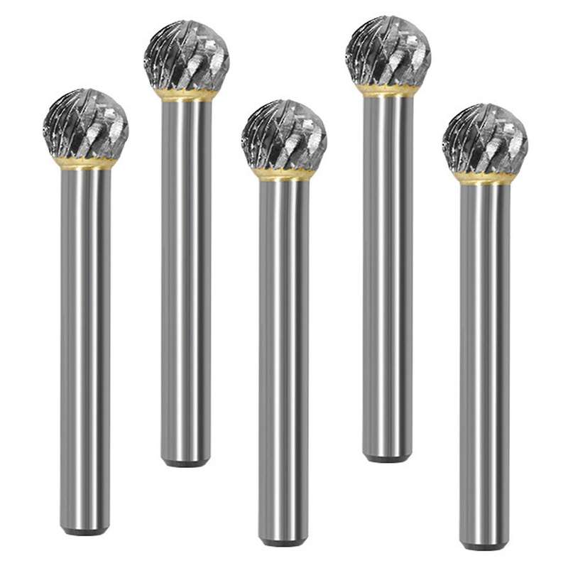 5pcs Rotary Files Burrs 10mm Head Ball Shape Carbide Rotary Burrs Set