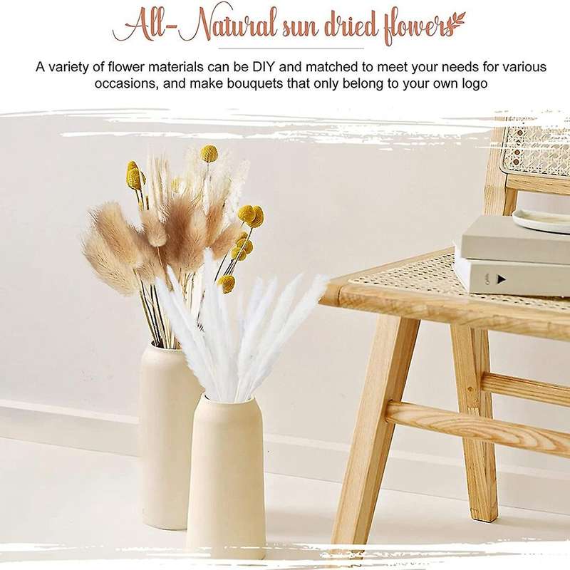 100pcs Dried Flowers 10 Kinds Pampas Grass 17.32 Inch Decor