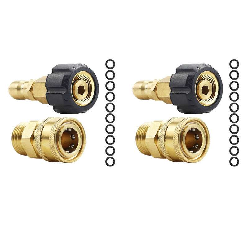 2x Pressure Washer Adapter Set, M22-14 Swivel + 3/8 Inch Plug