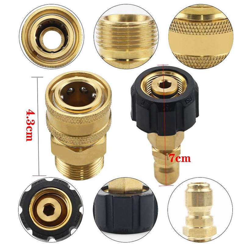2x Pressure Washer Adapter Set, M22-14 Swivel + 3/8 Inch Plug