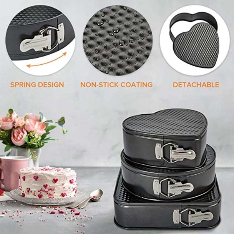 3-pc Set Round Love Square Live Bottom Live Non-stick Baking Tools