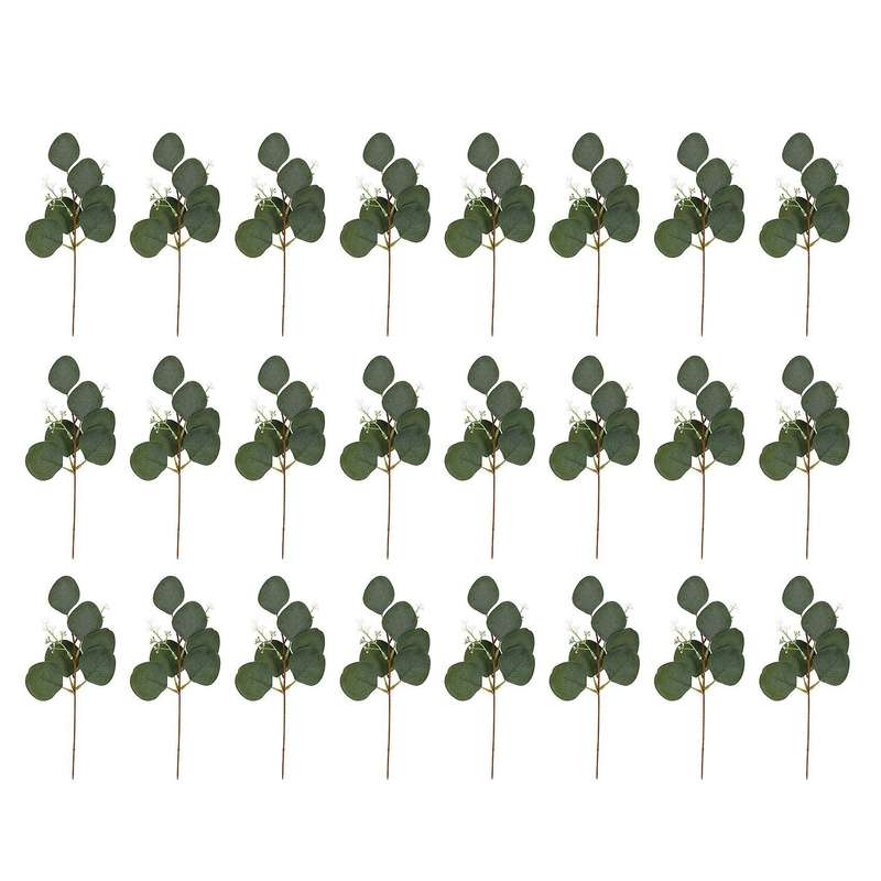 24pcs Artificial Seeded Faux Silver Dollar for Wedding Holiday Decor