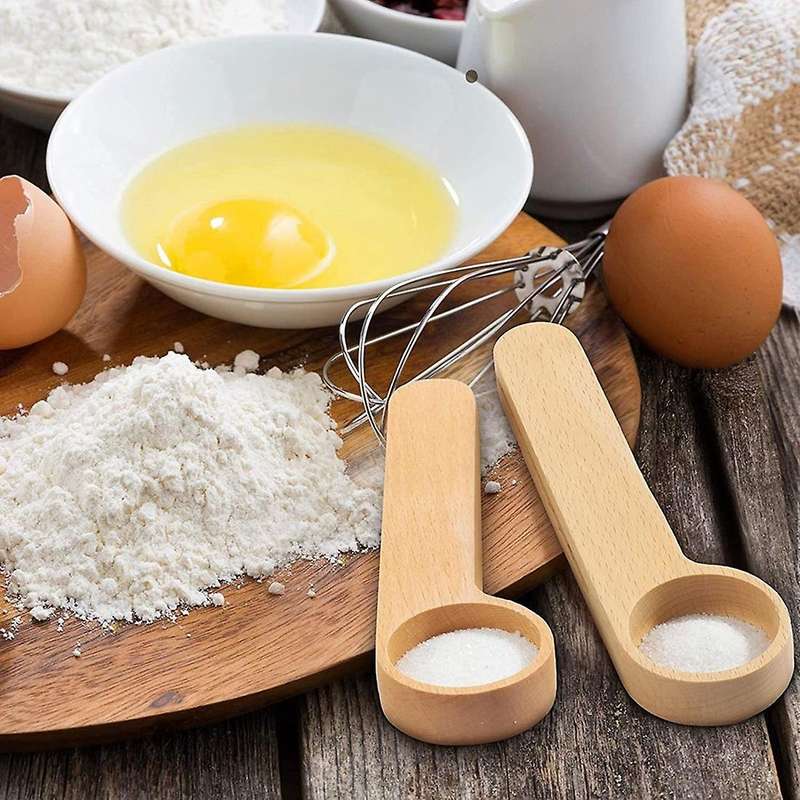 8pcs Wooden Coffee Scoop and Bag Clip 2-in-1 Bags for Beans, Tea,etc