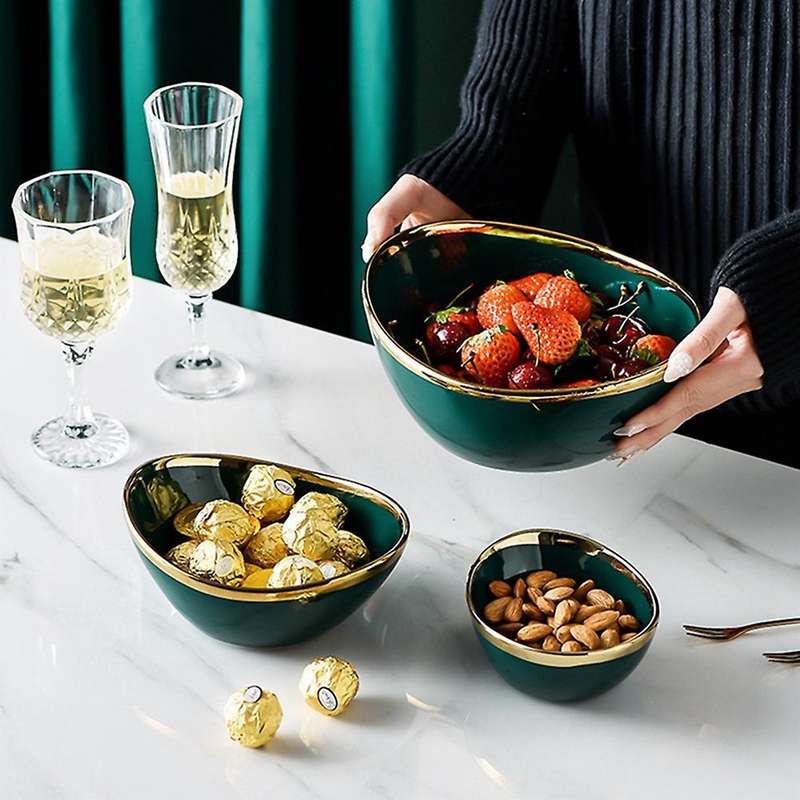 Nordic Light Luxury Ceramic Creative Salad Fruit Fruit Ingot Bowl B