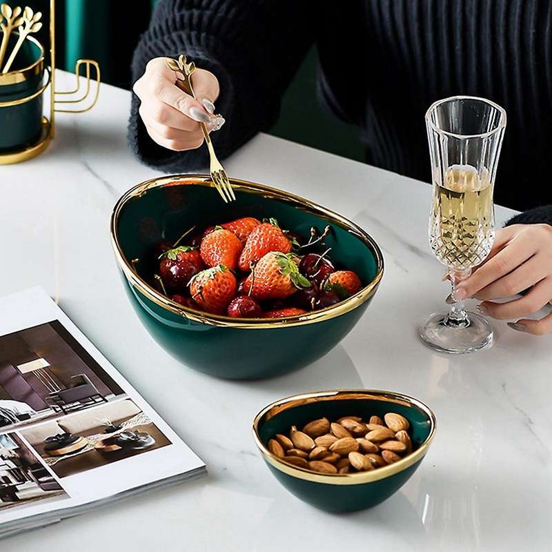Nordic Light Luxury Ceramic Creative Salad Fruit Fruit Ingot Bowl B