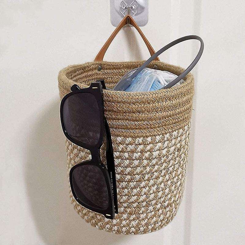 2pcs Cotton Rope Baskets with Handle-16x18cm Basket for Flower Plants
