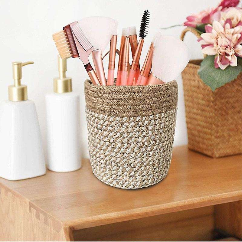 2pcs Cotton Rope Baskets with Handle-16x18cm Basket for Flower Plants