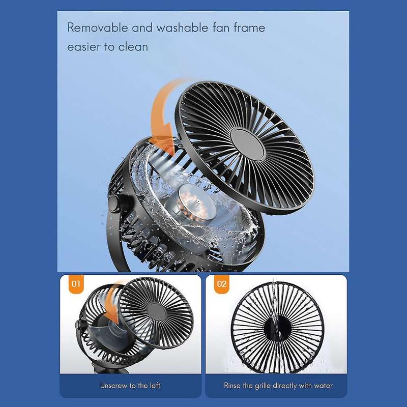 Portable Usb Rechargeable Fan Mini Desktop Clip Fan Black