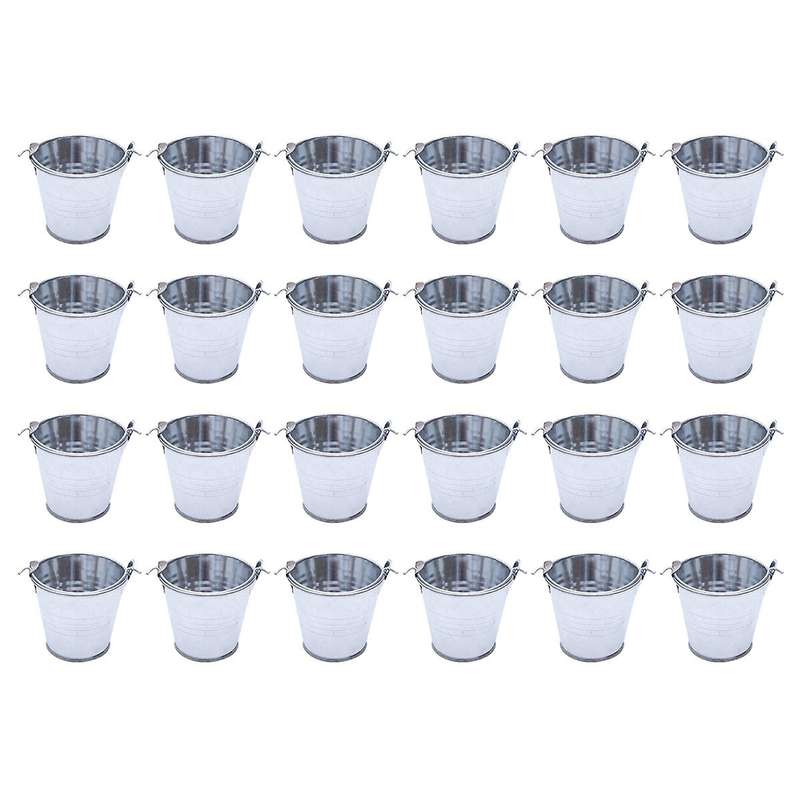 24pcs Mini Metal Bucket Portable Flower Pot Vases Planters Lovely
