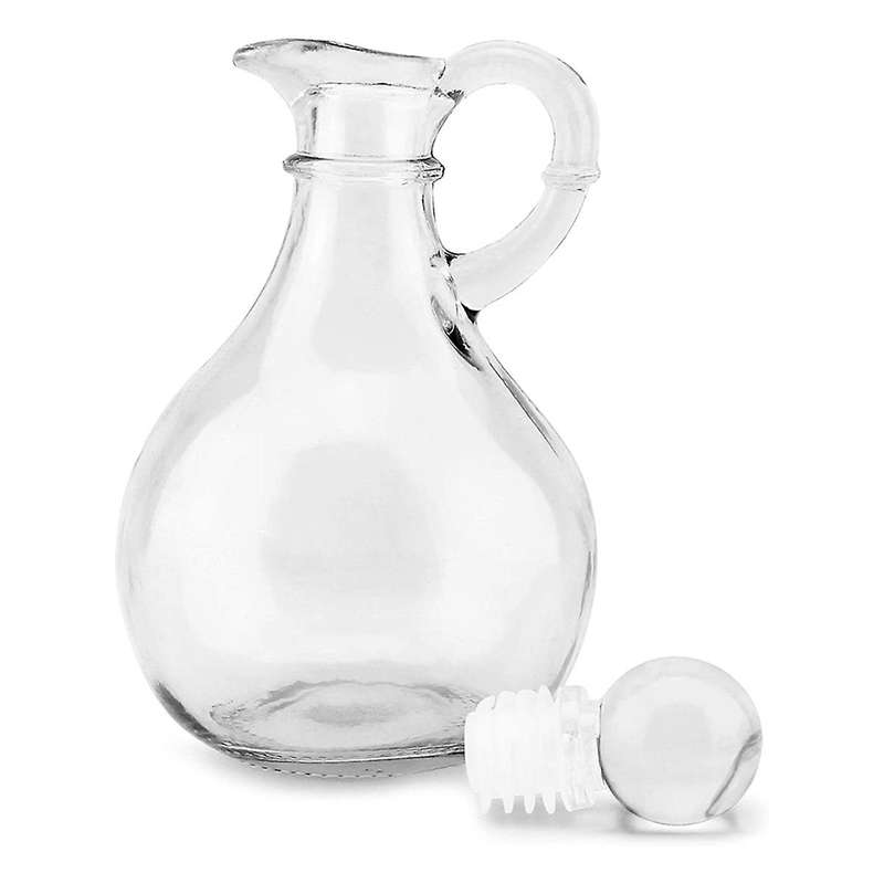 Glass Oil and Vinegar Bottles (2 Piece Set) Round Bottle with Stopper