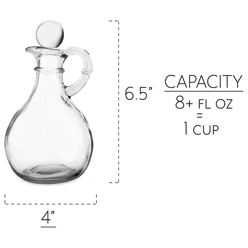 Glass Oil and Vinegar Bottles (2 Piece Set) Round Bottle with Stopper