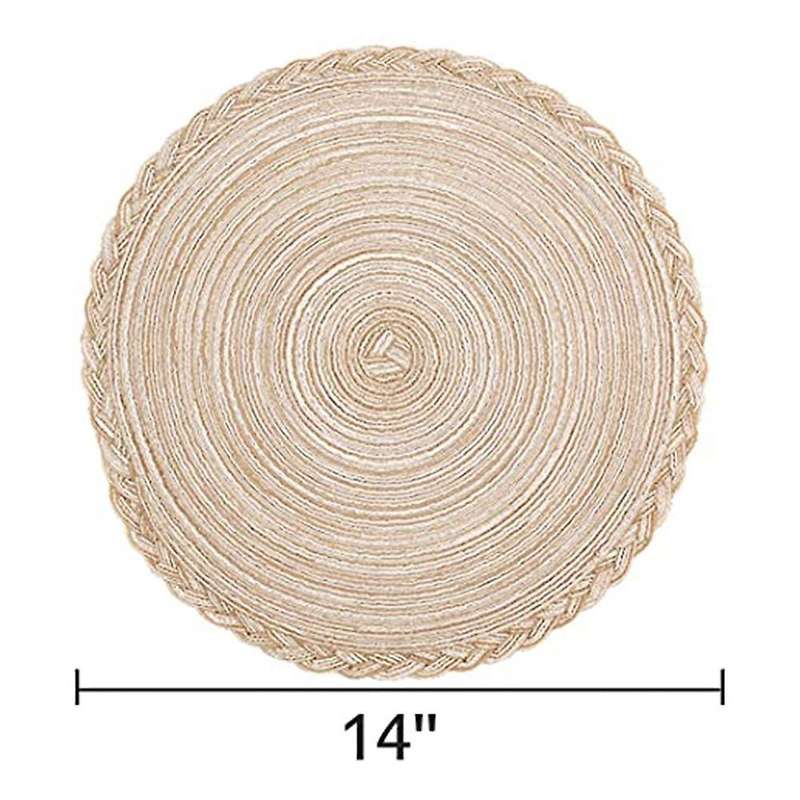 Round Woven Place Mats Set Of 6 Table Mat Woven Washable (coffee)