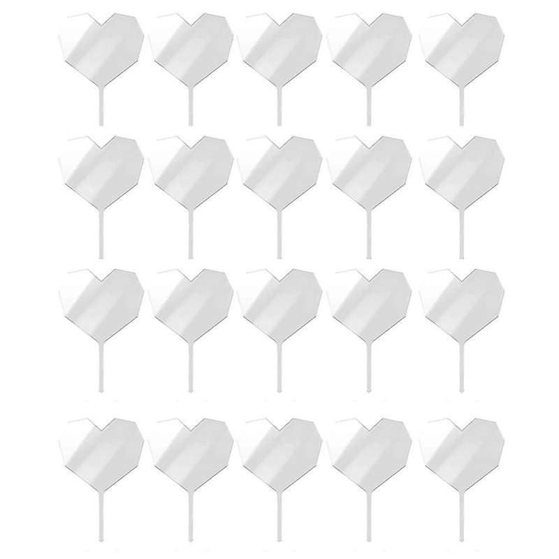 20pcs Cake Topper Heart Blank Acrylic Board for Cake Decorations B